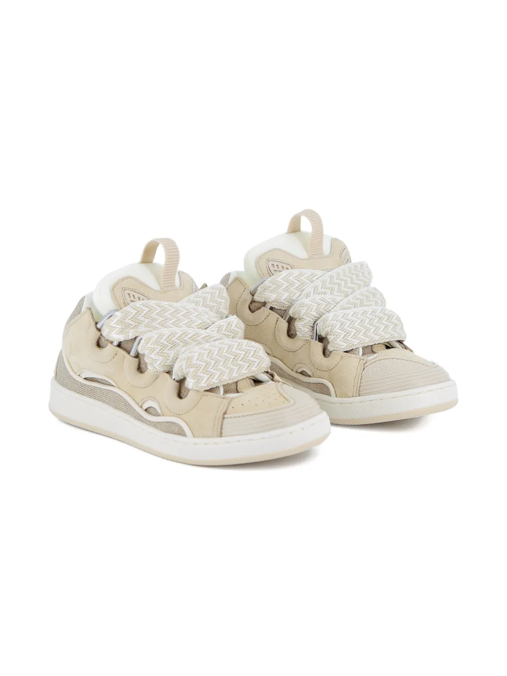 Lanvin Enfant Sneakers met veters en patroon Beige