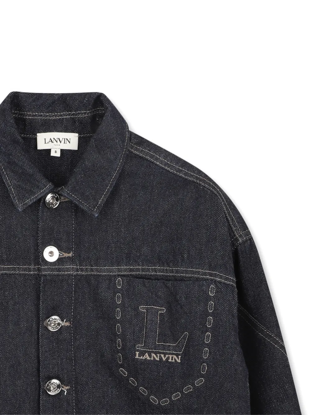  Lanvin Enfant Buttoned Denim Jacket - Grey 