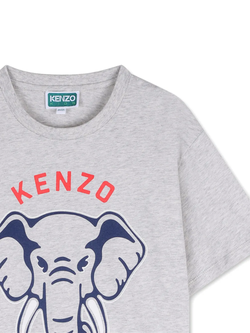  Kenzo Kids Elephant-print Short-sleeved T-shirt - Grey 