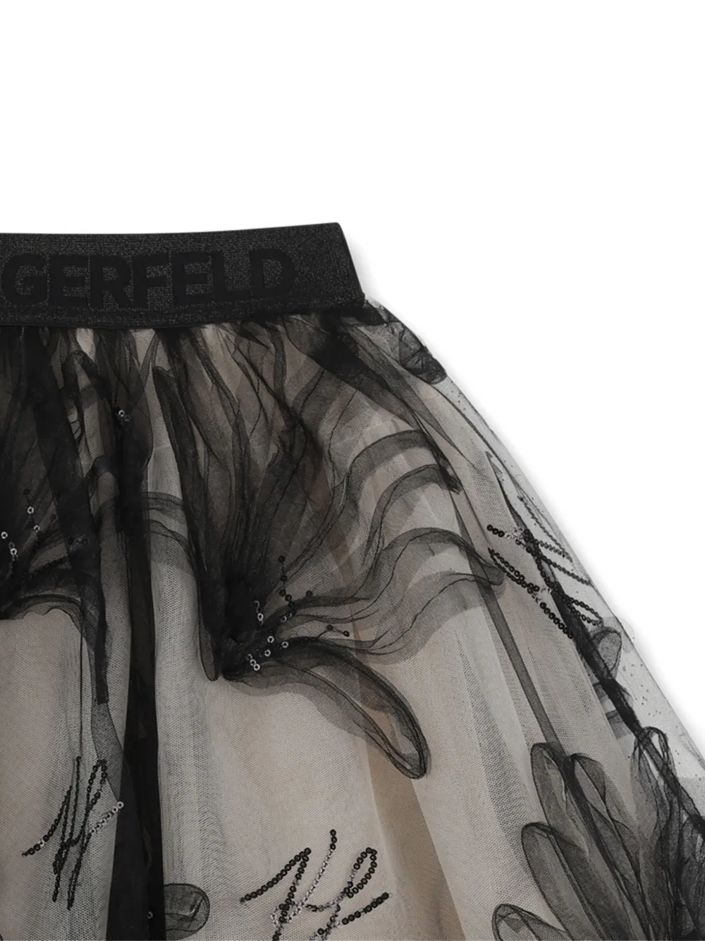  Karl Lagerfeld Kids Floral Sequin Skirt - Black 
