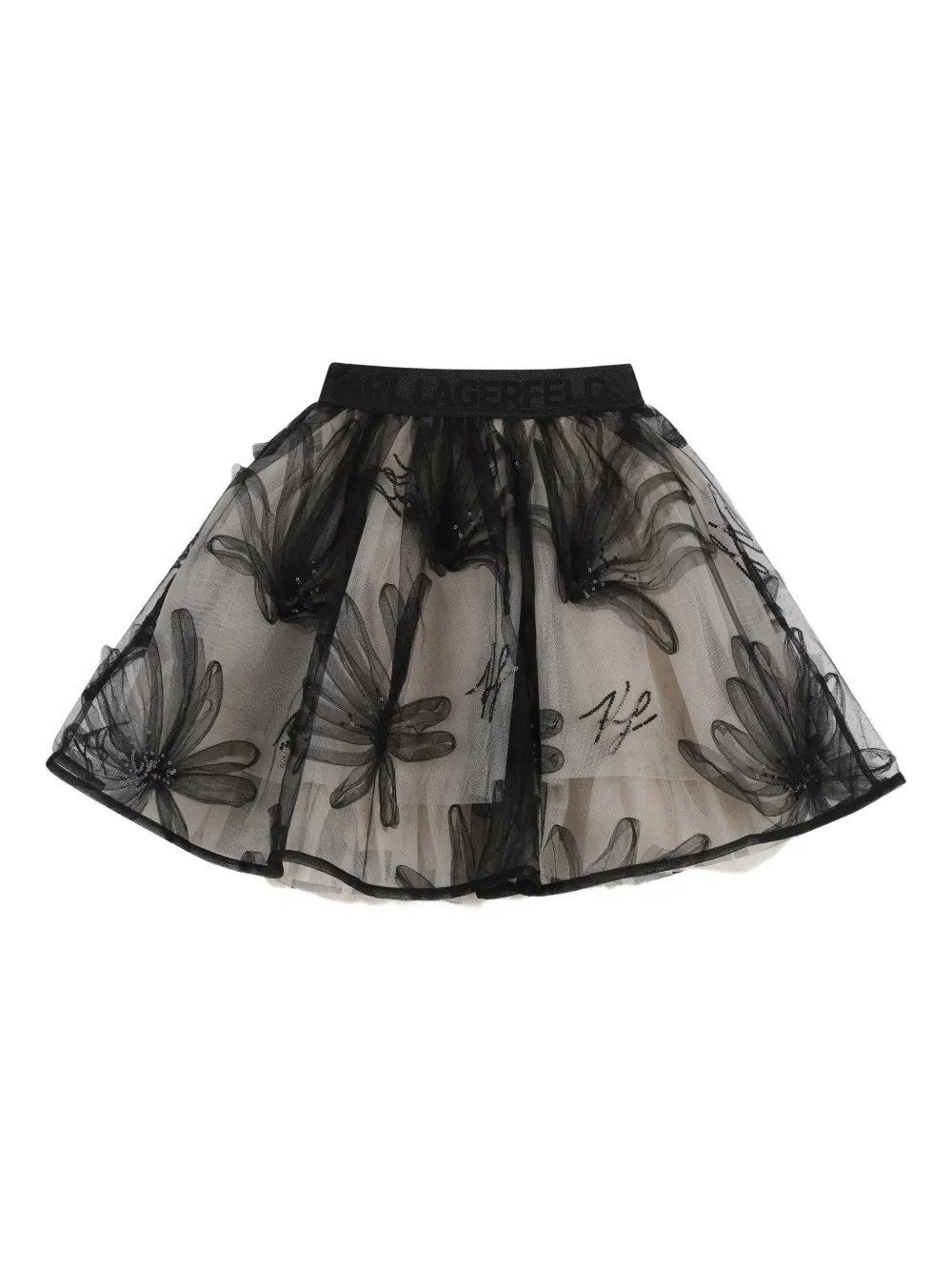  Karl Lagerfeld Kids Floral Sequin Skirt - Black 