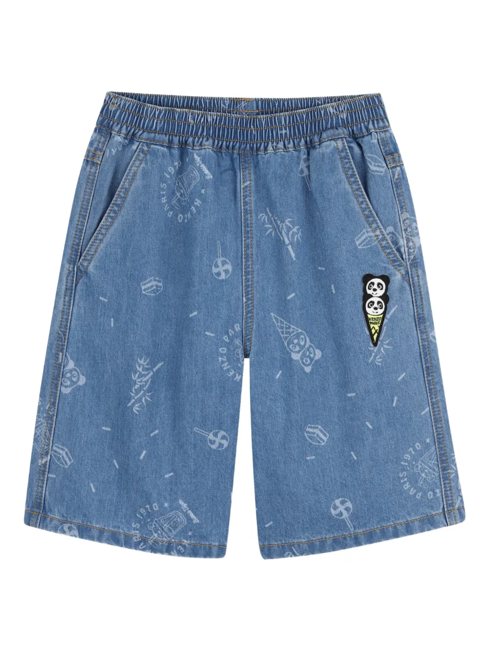 Kenzo Kids Shorts denim con stampa - Blu