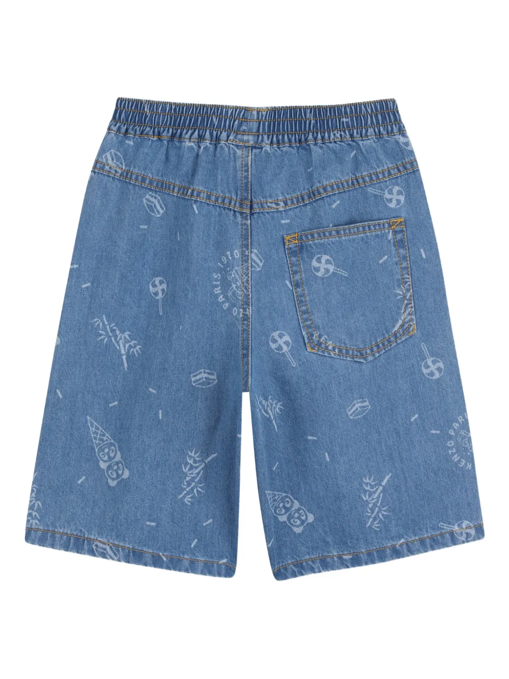  Kenzo Kids Printed Denim Shorts - Blue 