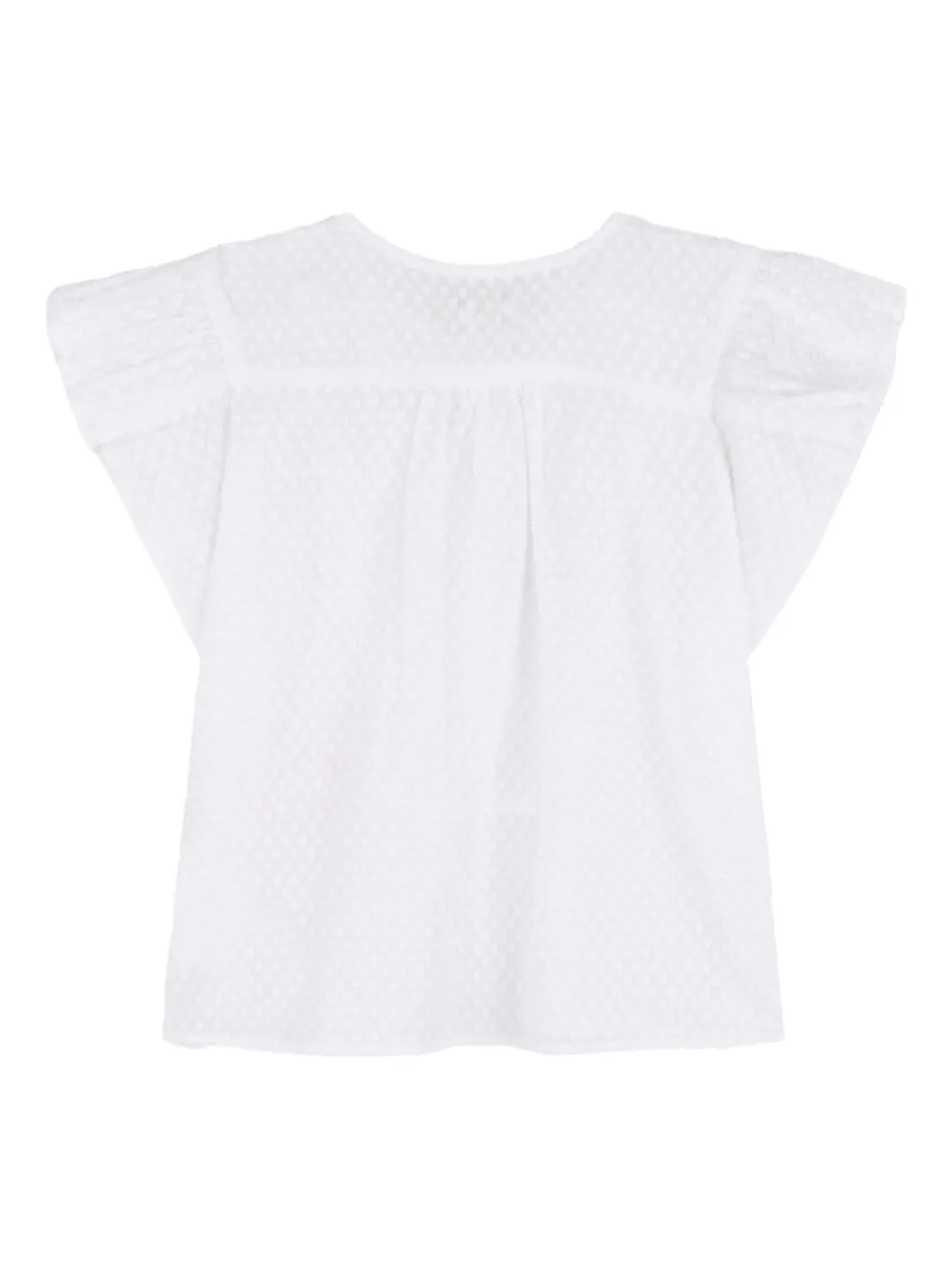 Button-Detail Ruffled Blouse