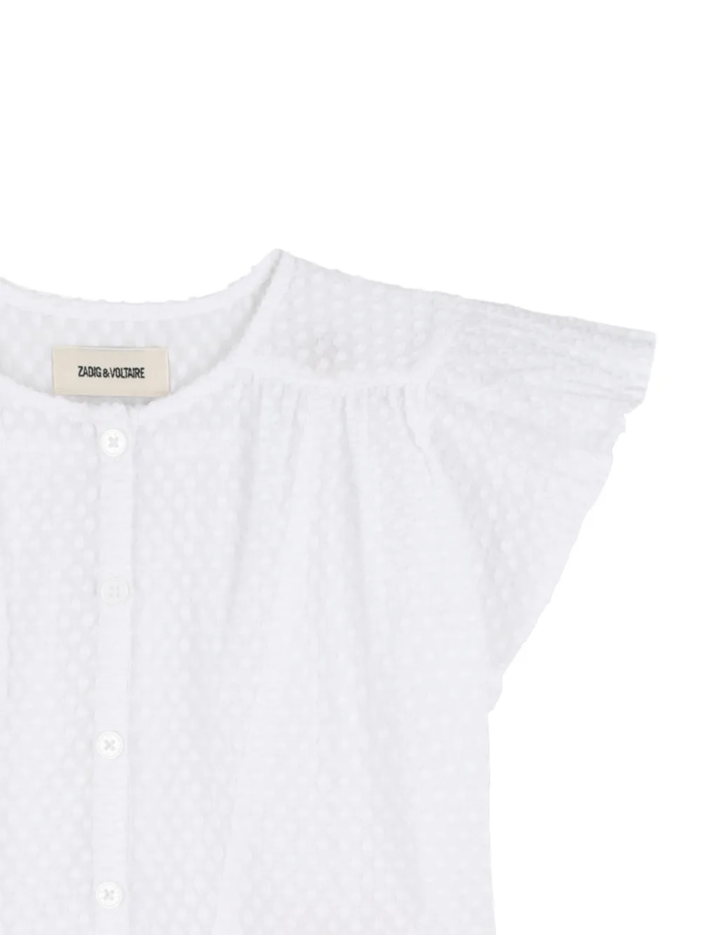 Button-Detail Ruffled Blouse