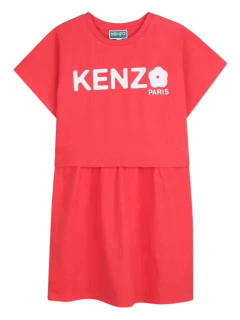 Kenzo Kids logo-print flower-detail dress