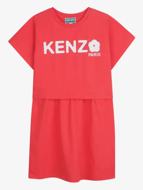 Kenzo Kids logo-print flower-detail dress