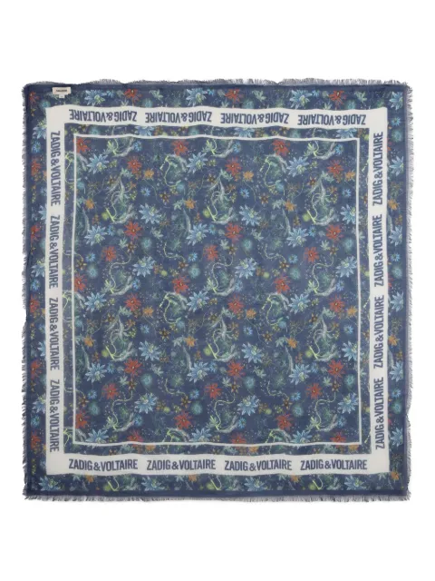 Zadig & Voltaire Kids mascada con estampado floral y flecos