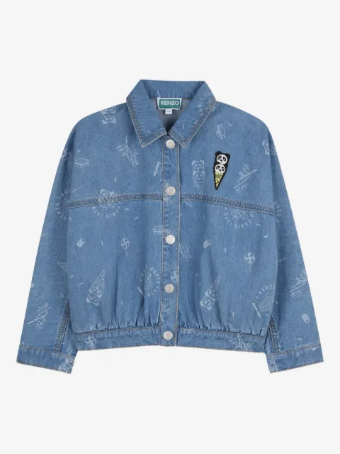 Kenzo Kids chaqueta vaquera con apliques estampados