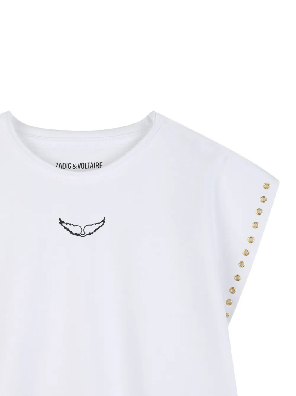 Zadig & Voltaire Kids T-shirt met studs en print Wit