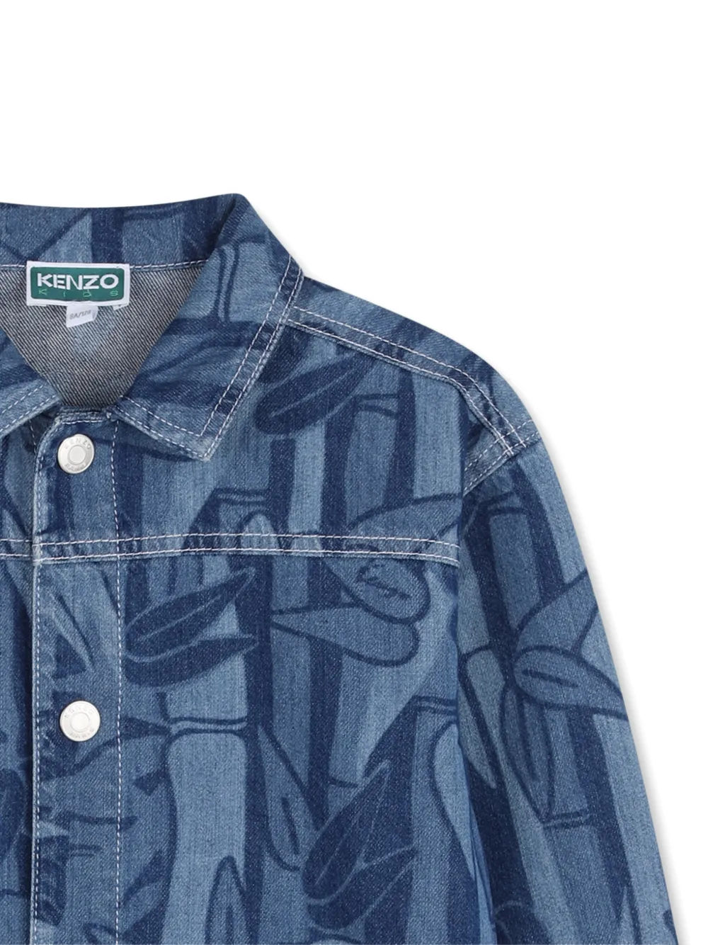  Kenzo Kids Printed Denim Jacket - Blue 