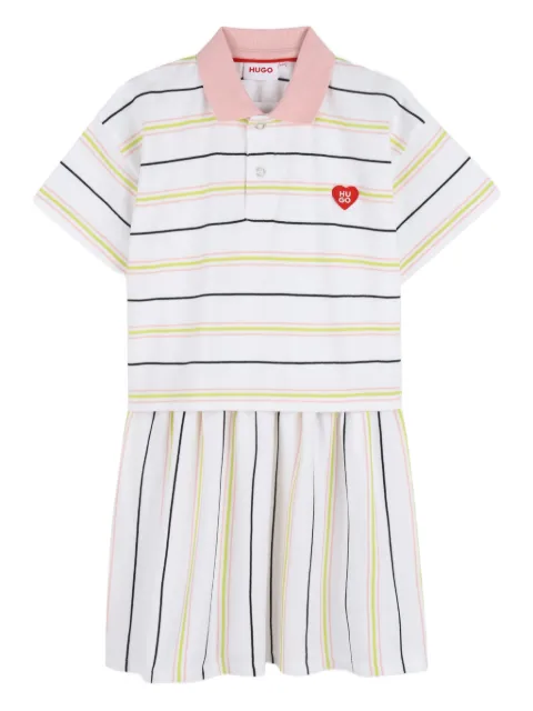 HUGO KIDS striped-pattern polo-collar dress