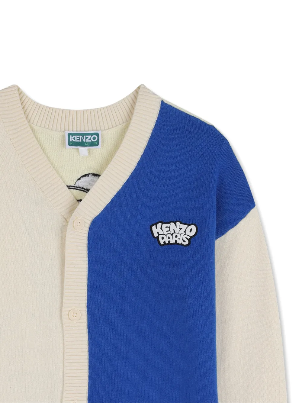 Kenzo Kids logo-details colour-block Cardigan | Neutrals | FARFETCH