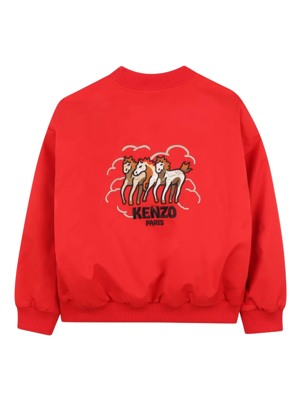 Kenzo Kids Bomberjack met Lunar New Year print en knoop Rood