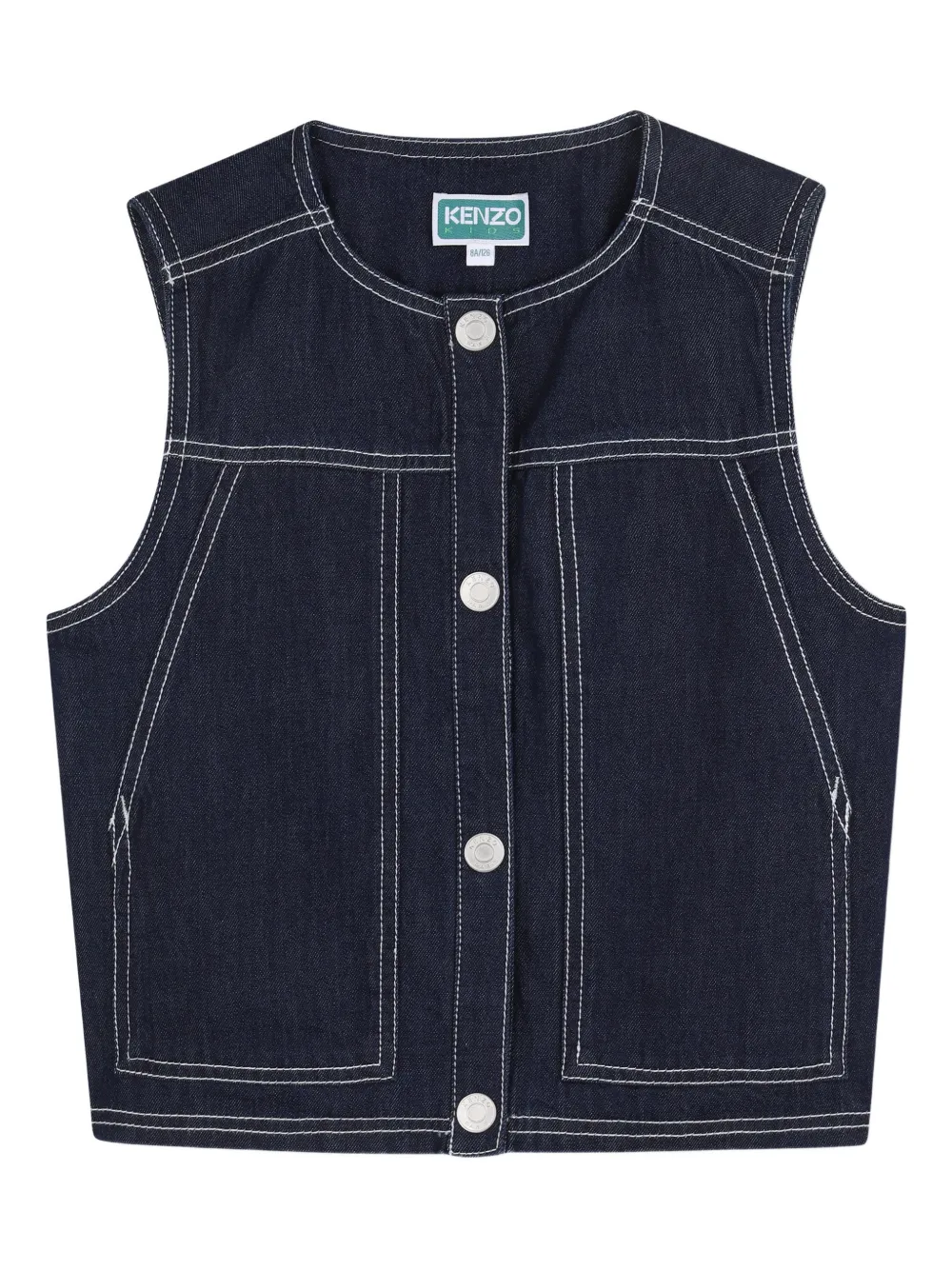 Kenzo Kids topstitched buttoned denim waistcoat - Blue