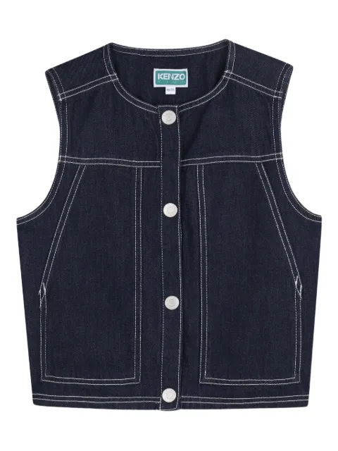 Kenzo Kids topstitched buttoned denim waistcoat
