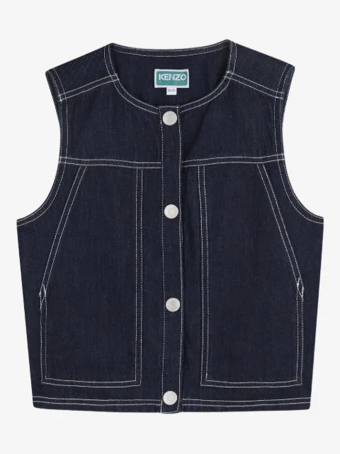 Kenzo Kids Geknöpfte Jeansweste mit Ziernaht