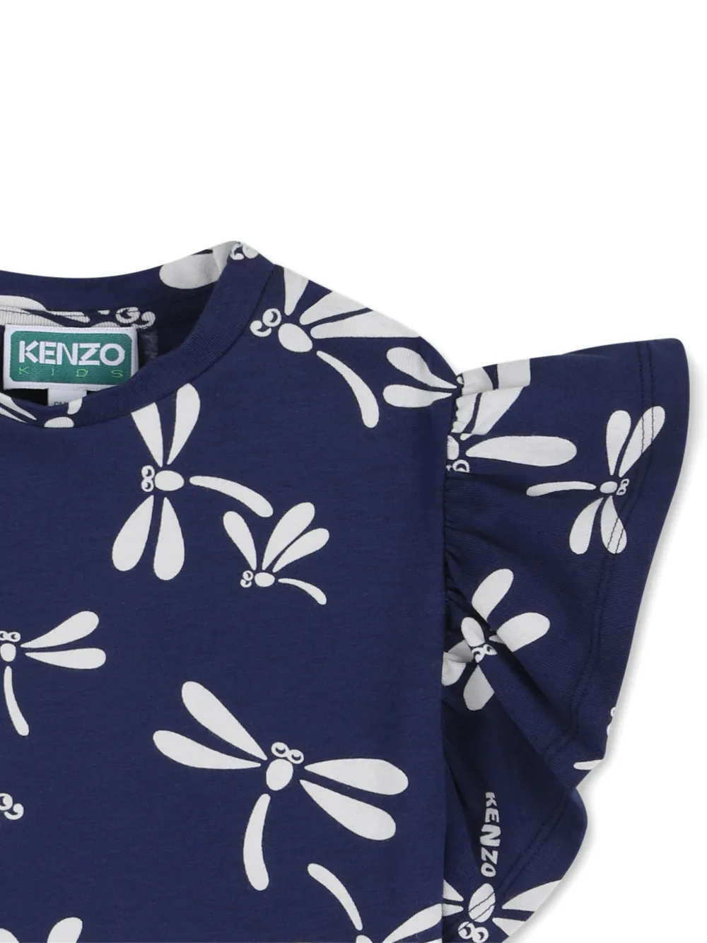 Kenzo Kids Top met ruches en bloemenprint Blauw