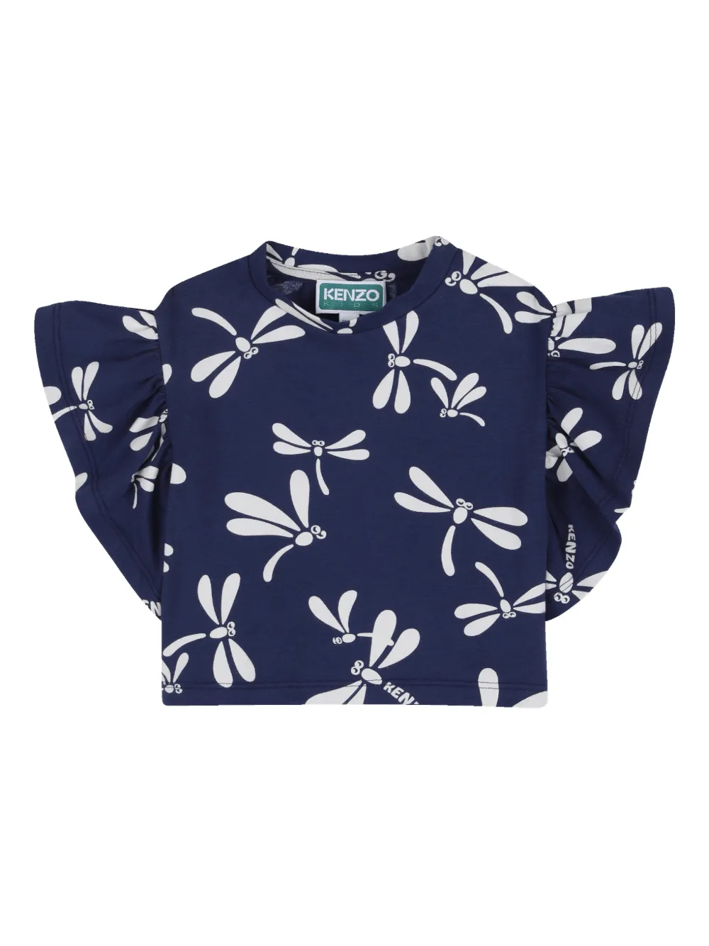 Kenzo Kids Top a fiori con ruches - Blu