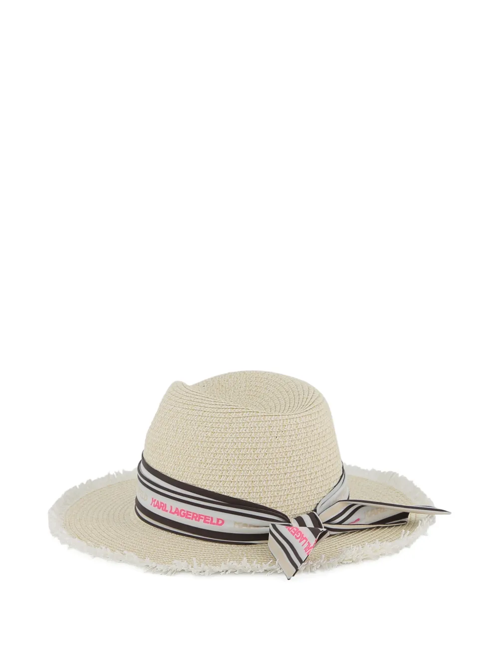 Karl Lagerfeld Kids Gestreepte hoed met franje Beige