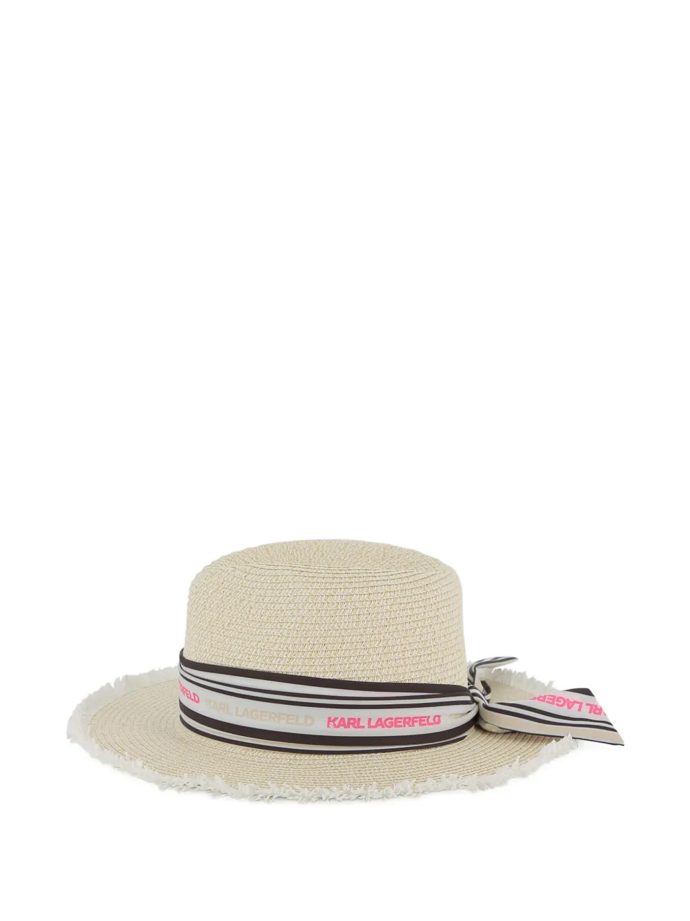 Karl Lagerfeld Kids Gestreepte hoed met franje Beige