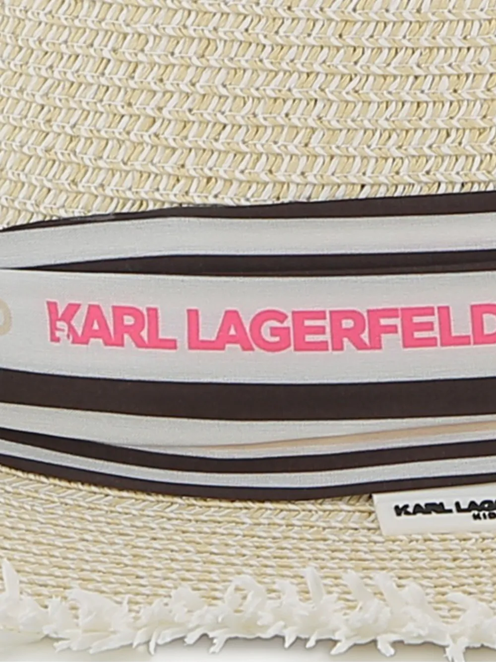 Karl Lagerfeld Kids Gestreepte hoed met franje Beige