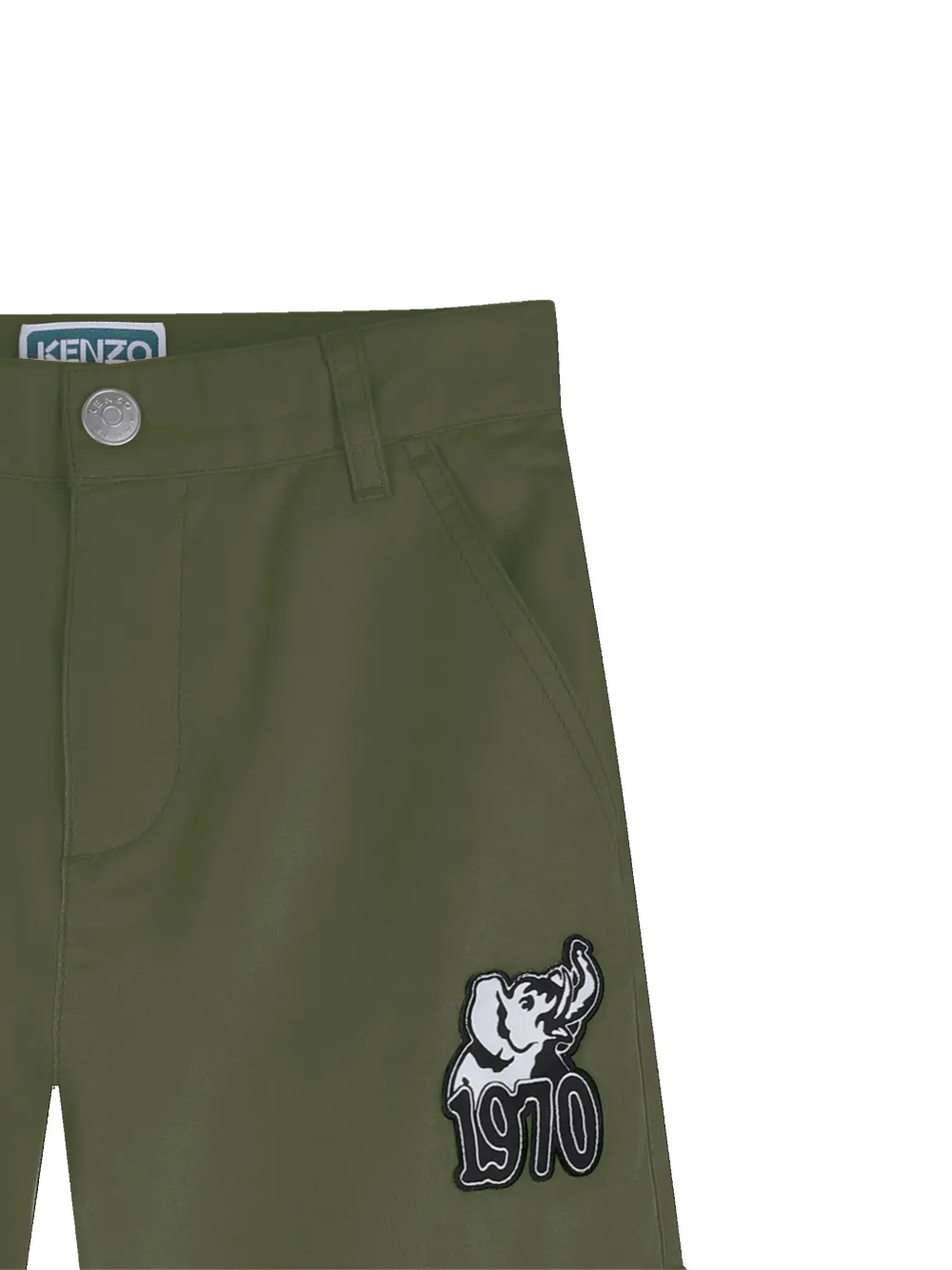  Kenzo Kids Cargo-pocket Elephant-embroidered Shorts - Green 