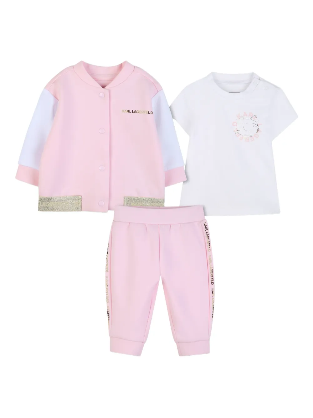 Karl Lagerfeld Kids Tuta sportiva Ikon Choupette con design color-block - Rosa