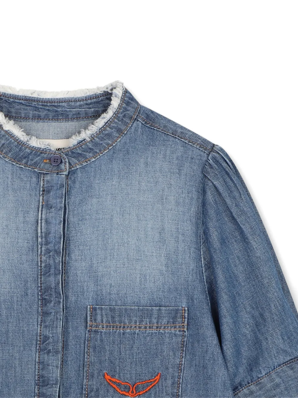 Zadig & Voltaire Kids Shirt met franje afwerking en borduurwerk Blauw