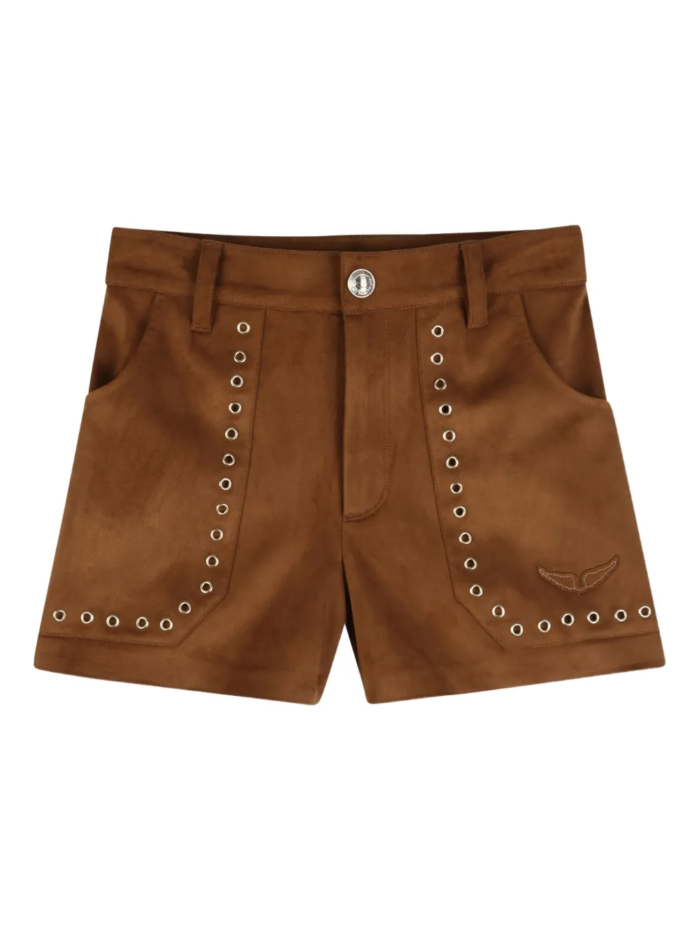 Zadig & Voltaire Kids Shorts con ricamo - Marrone