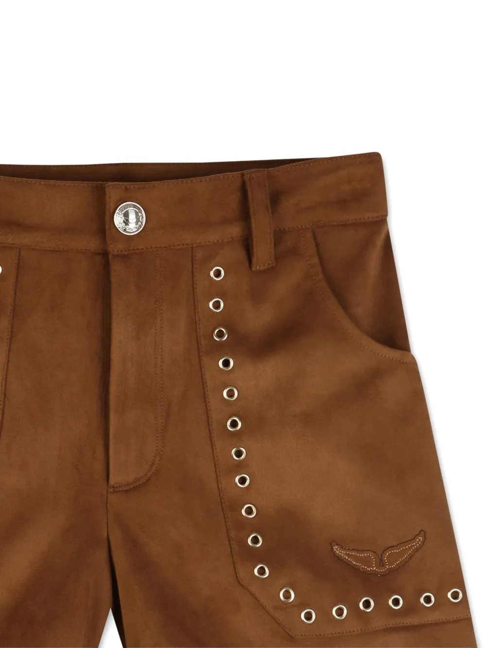  Zadig & Voltaire Kids Embroidered Shorts - Brown 