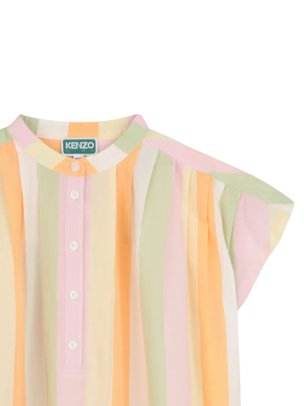  Kenzo Kids Striped Buttoned Dress - Neutrals 
