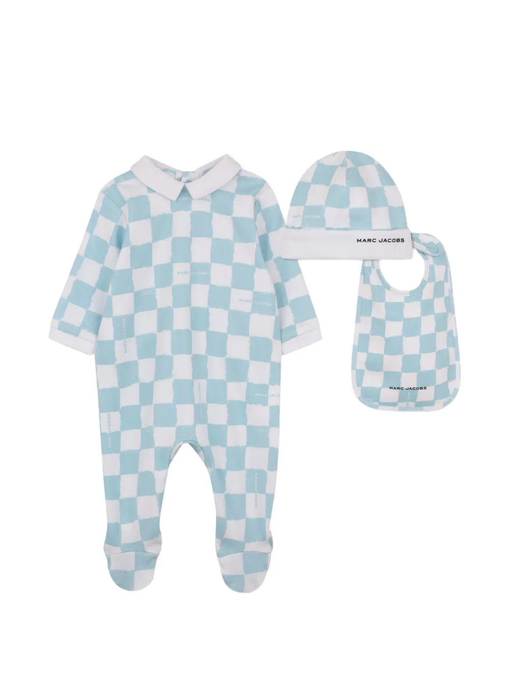 Marc Jacobs Kids collared chequered-pattern pyjama set - Blu