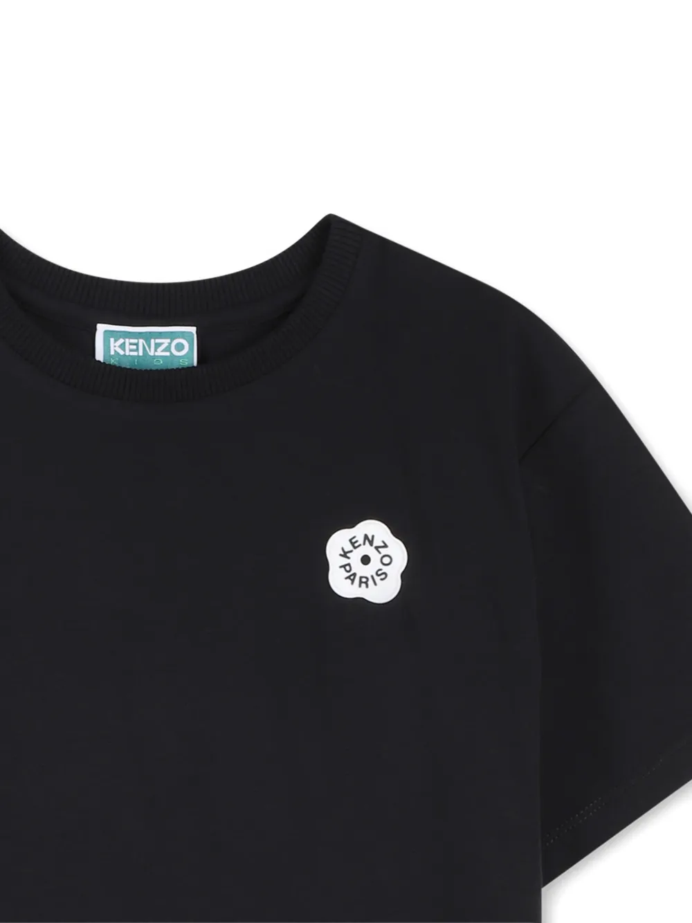  Kenzo Kids Floral-logo T-shirt - Black 