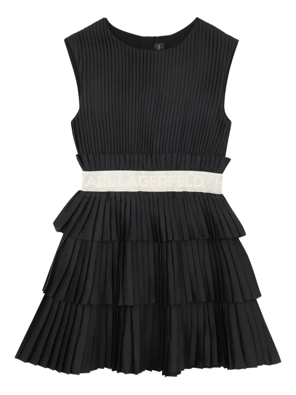 Karl Lagerfeld Kids Abito plissettato a strati - Nero
