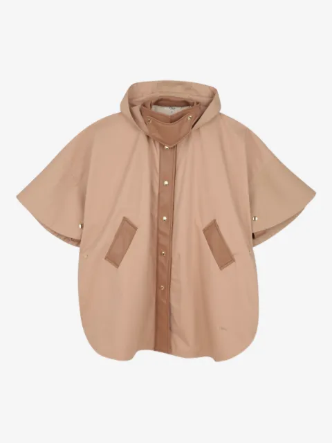 Chloé Kids hooded leather trim cape