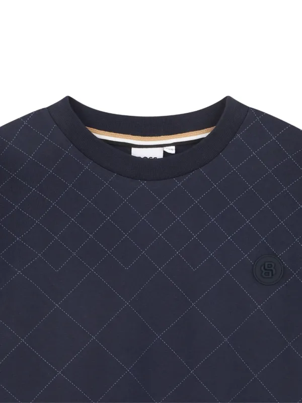 BOSS Kidswear diamond-print short-sleeve T-shirt | Blue | FARFETCH