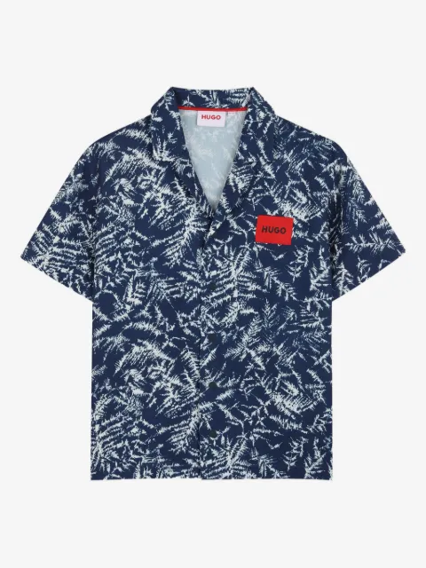 HUGO KIDS floral-pattern short-sleeve shirt