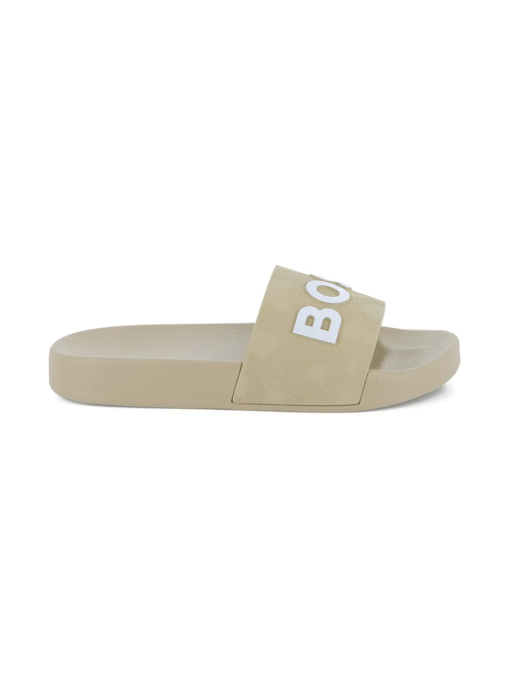 BOSS Kidswear Slippers met logodetail Beige