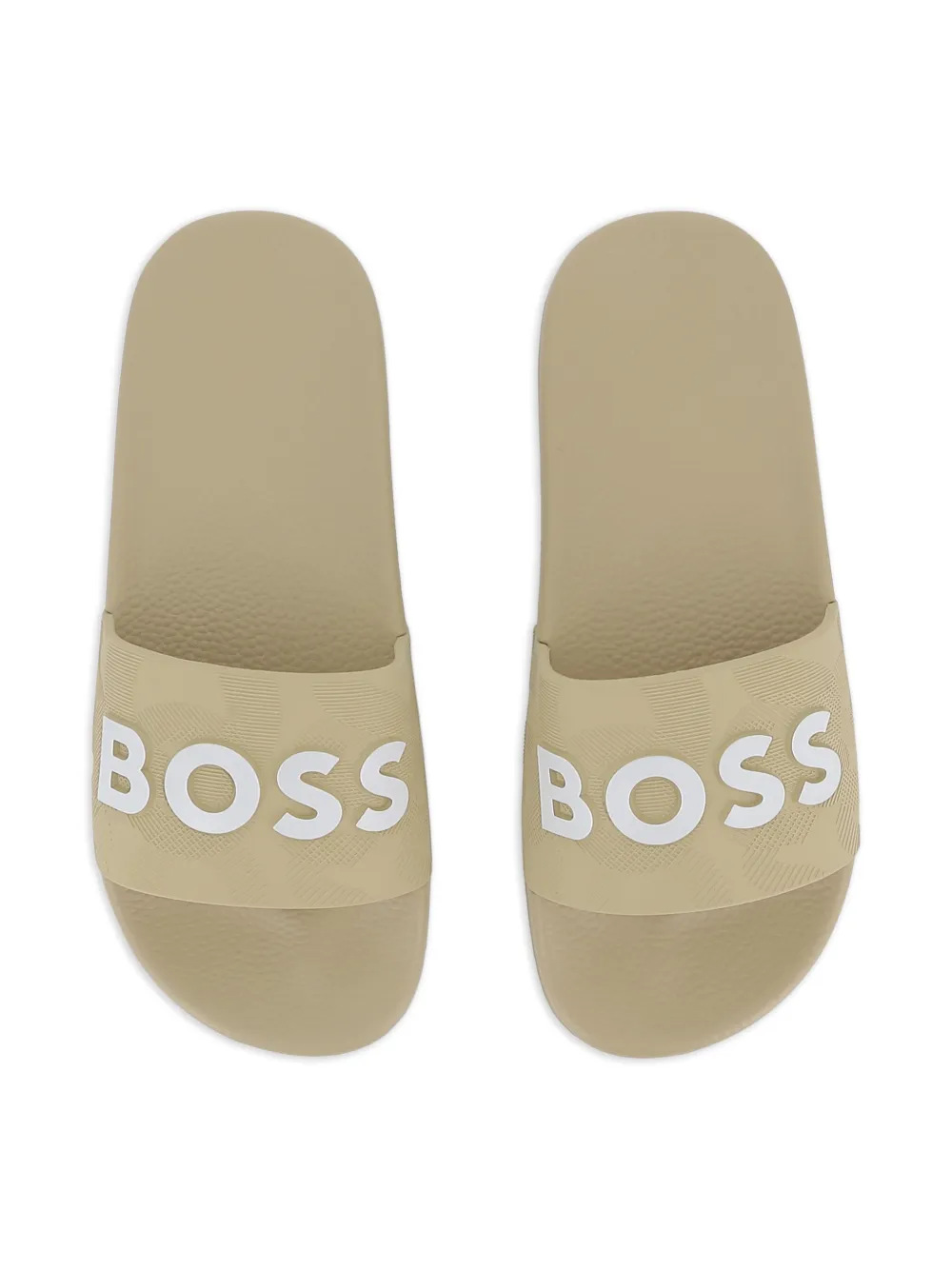 BOSS Kidswear Slippers met logodetail Beige
