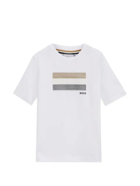 BOSS Kidswear cotton T-shirt with signature-stripe logo artwork