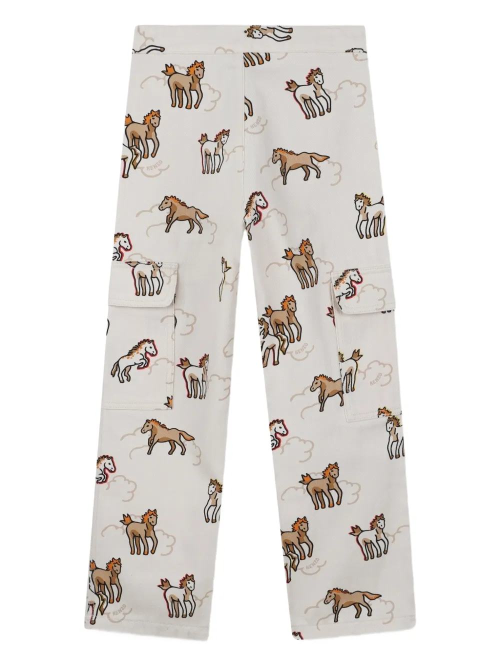 Kenzo Kids Lunar New Year cargo broek met paardenprint - Beige