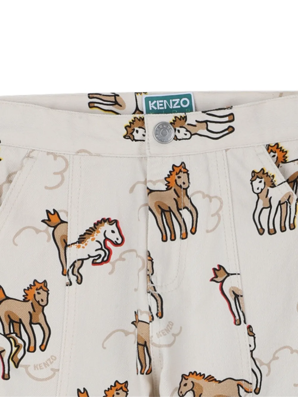 Kenzo Kids Lunar New Year cargo broek met paardenprint Beige