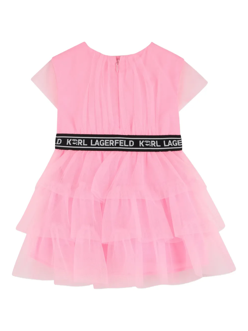 Karl Lagerfeld Kids Gelaagde jurk met logo - Roze