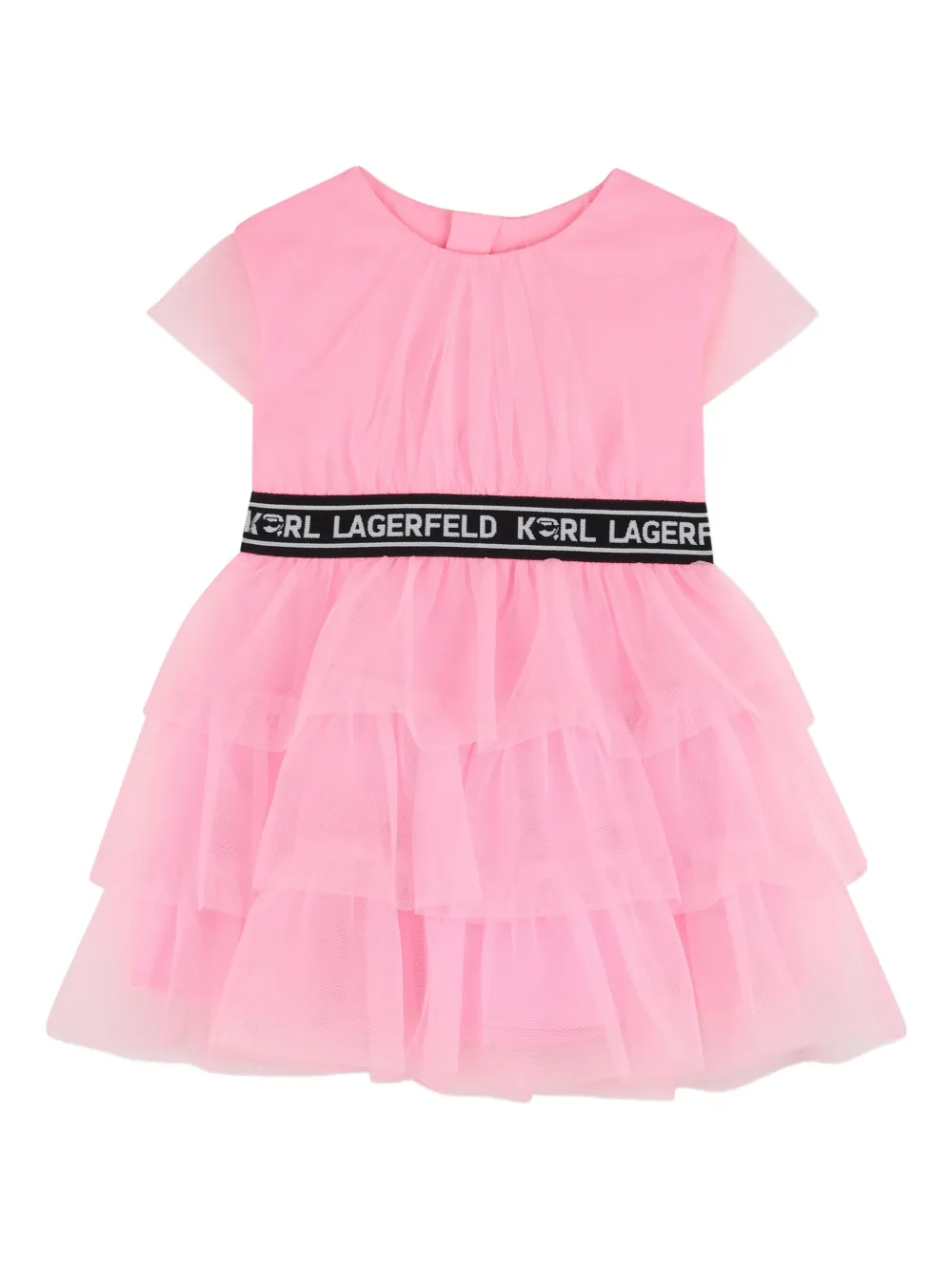Karl Lagerfeld Kids Abito con balze e logo - Rosa