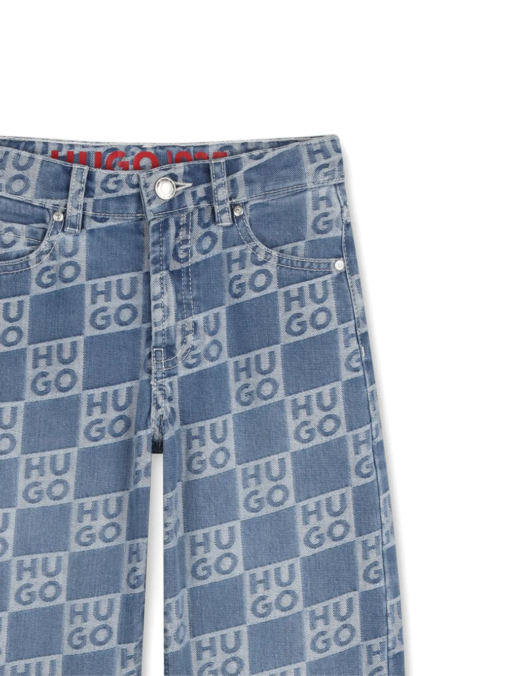  Hugo Kids Patterned Denim Jeans - Blue 