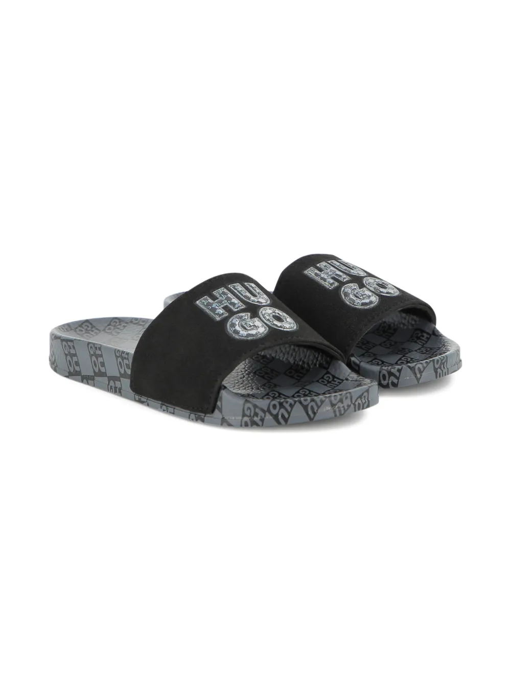 HUGO KIDS Slippers met print Grijs