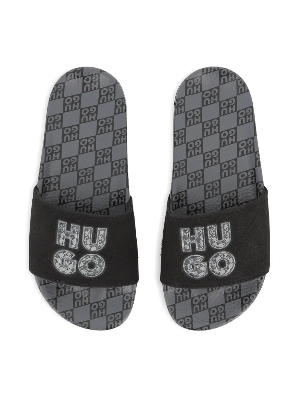 HUGO KIDS Slippers met print Grijs