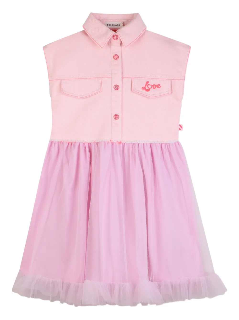 Billieblush Abito smanicato con gonna in tulle - Rosa