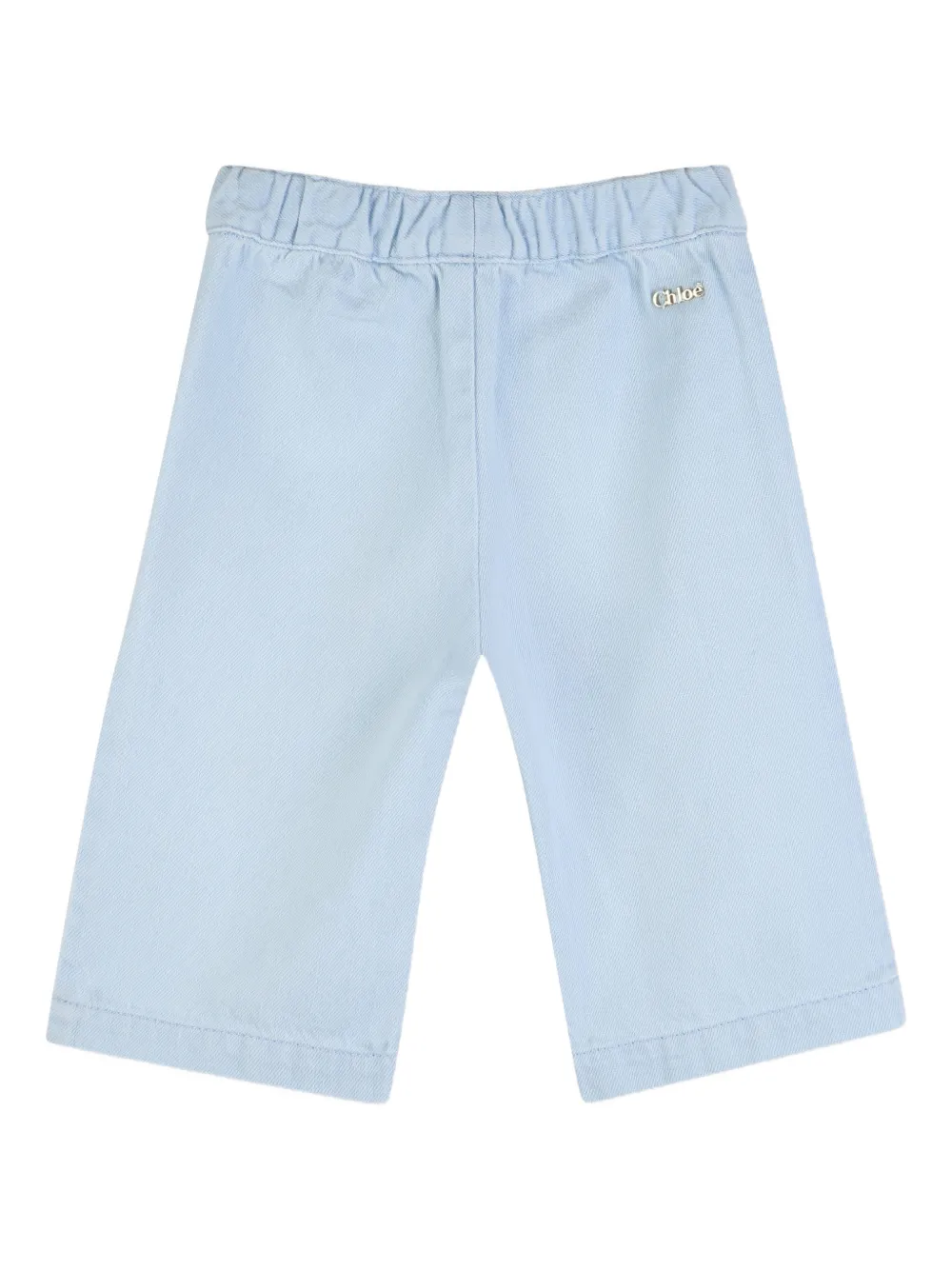  Chloé Kids Floral-embroidered Denim Trousers - Blue 